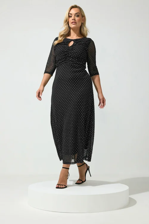 Yours London Curve Black Glitter Detail Maxi Dress - 22 Image 2