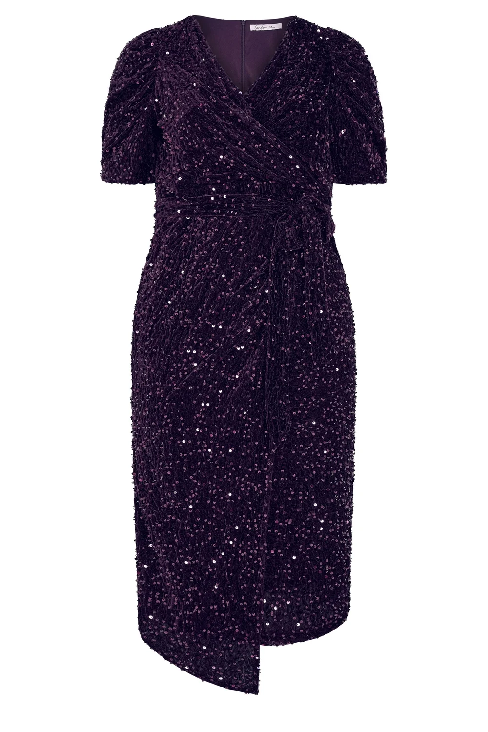Yours London Curve Purple Sequin Velvet Wrap Maxi Dress - 16 Image 5