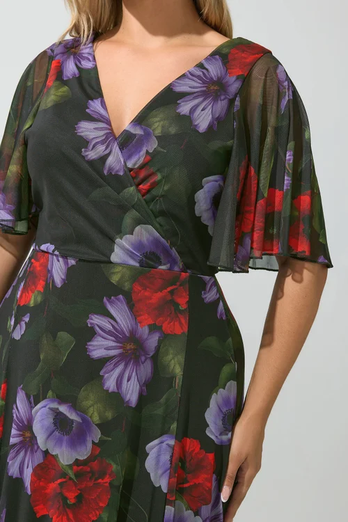 Yours London Curve Black Floral Wrap Maxi Dress - 12 Image 5