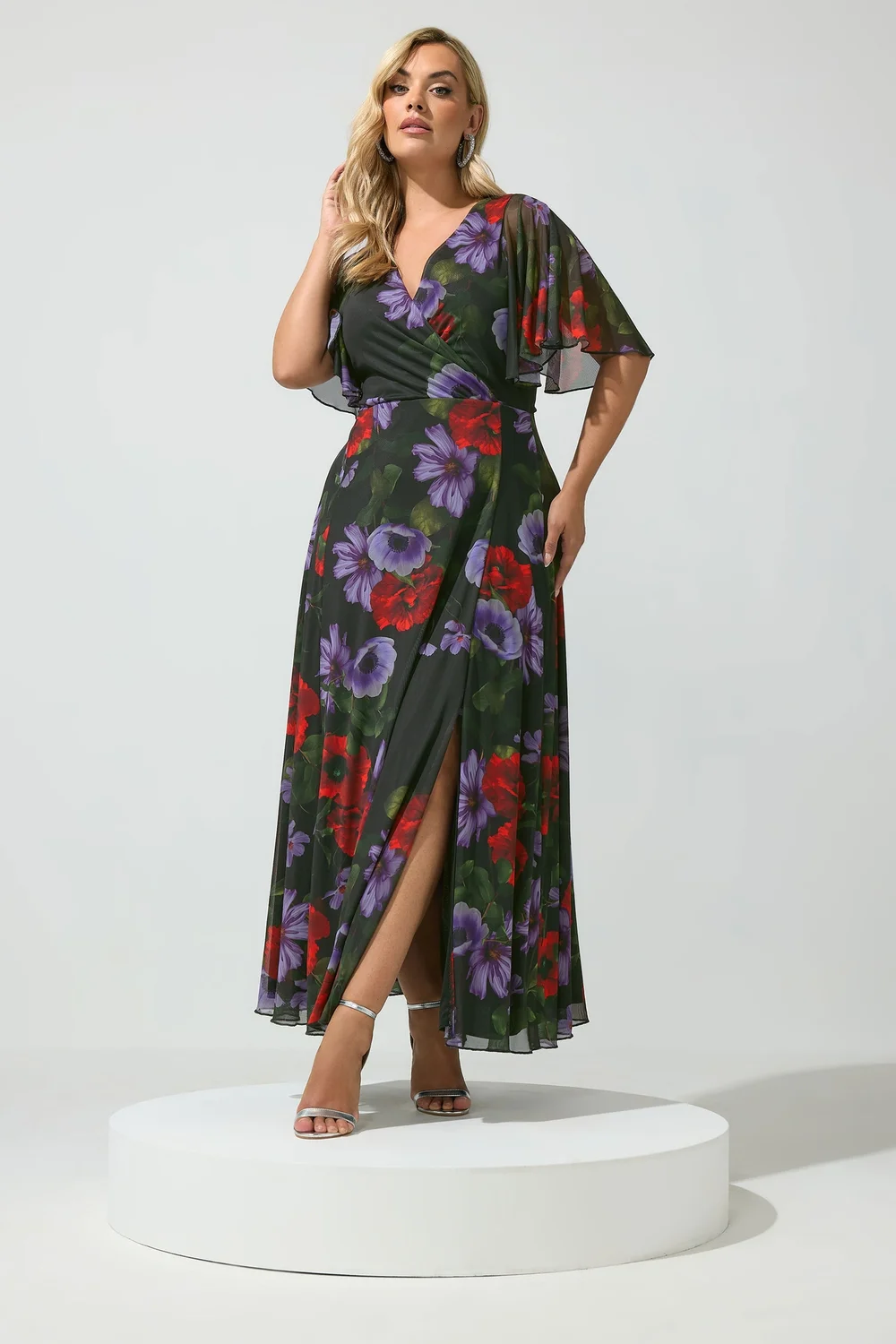 Yours London Curve Black Floral Wrap Maxi Dress - 12 Image 2