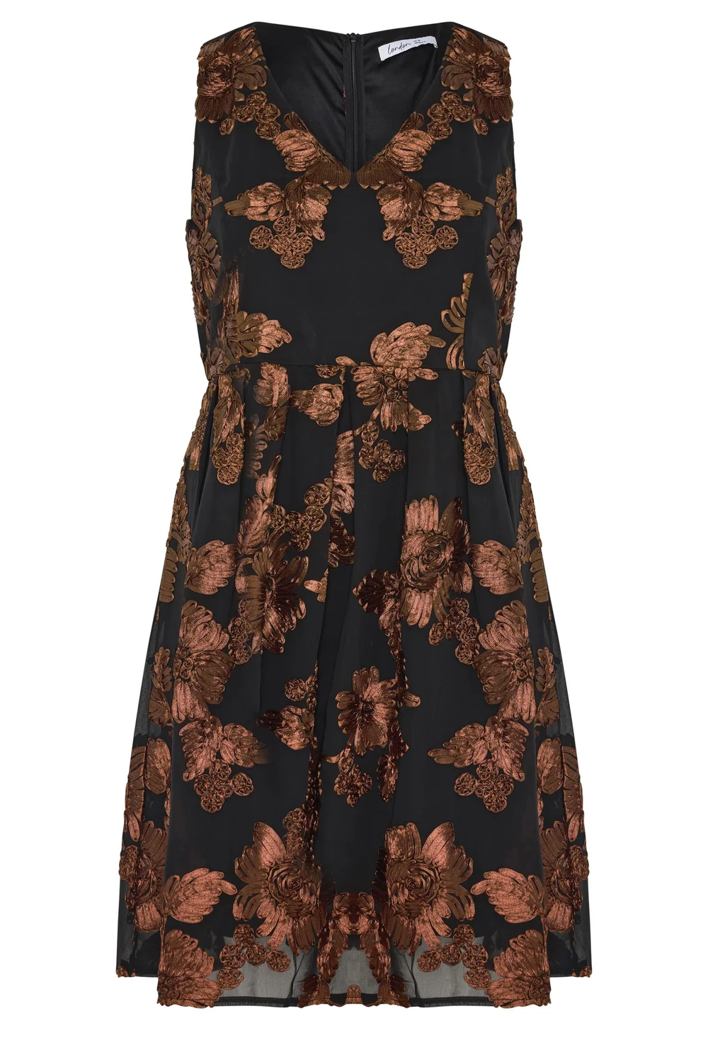 Yours London Curve Black Flower Applique Mini Dress - 20 Image 5