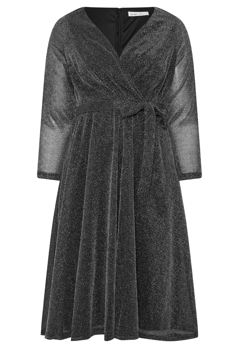 Yours London Curve Silver Metallic Wrap Dress - 18 Image 5
