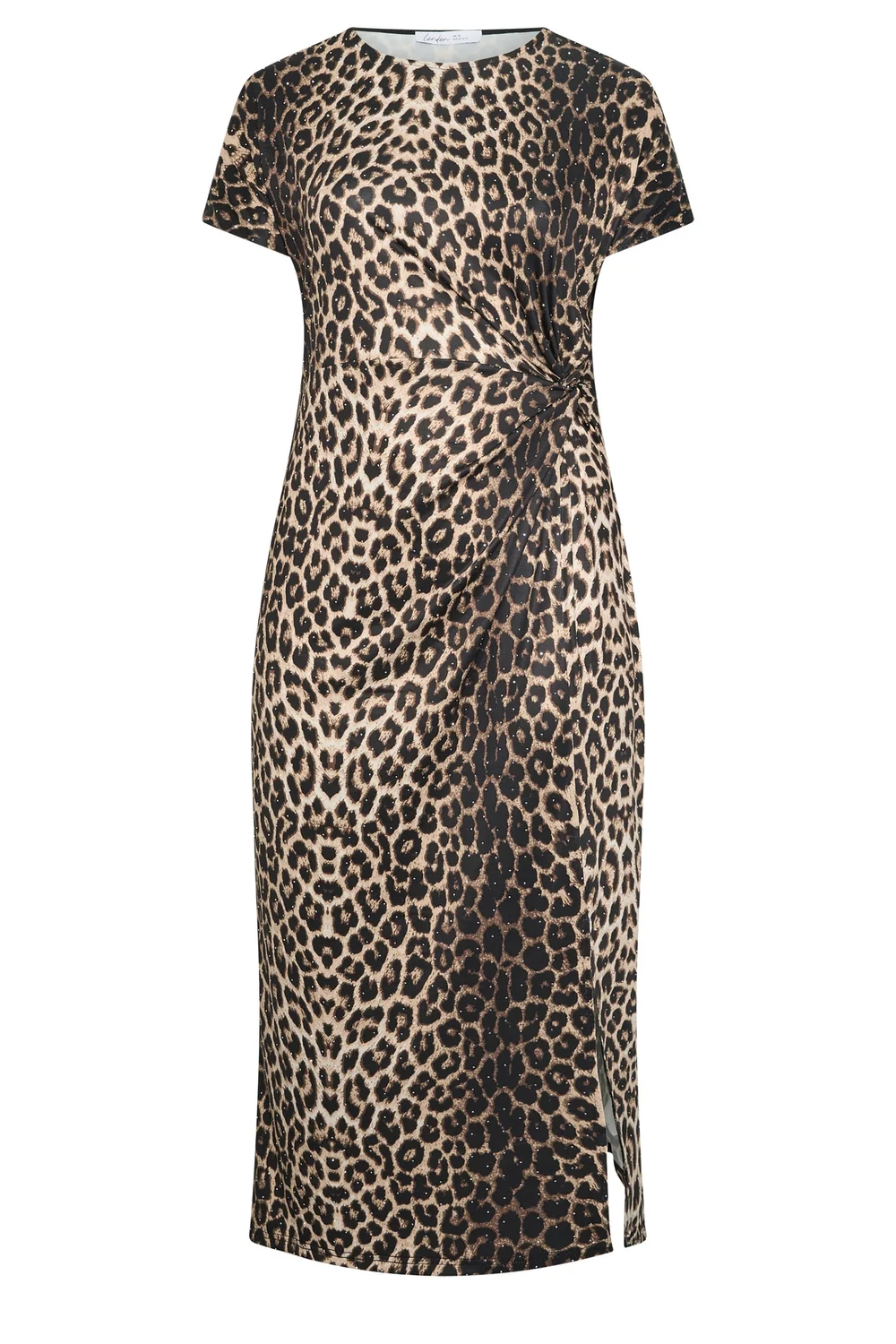 Yours London Curve Brown Animal Print Side Twist Dress - 22 Image 5