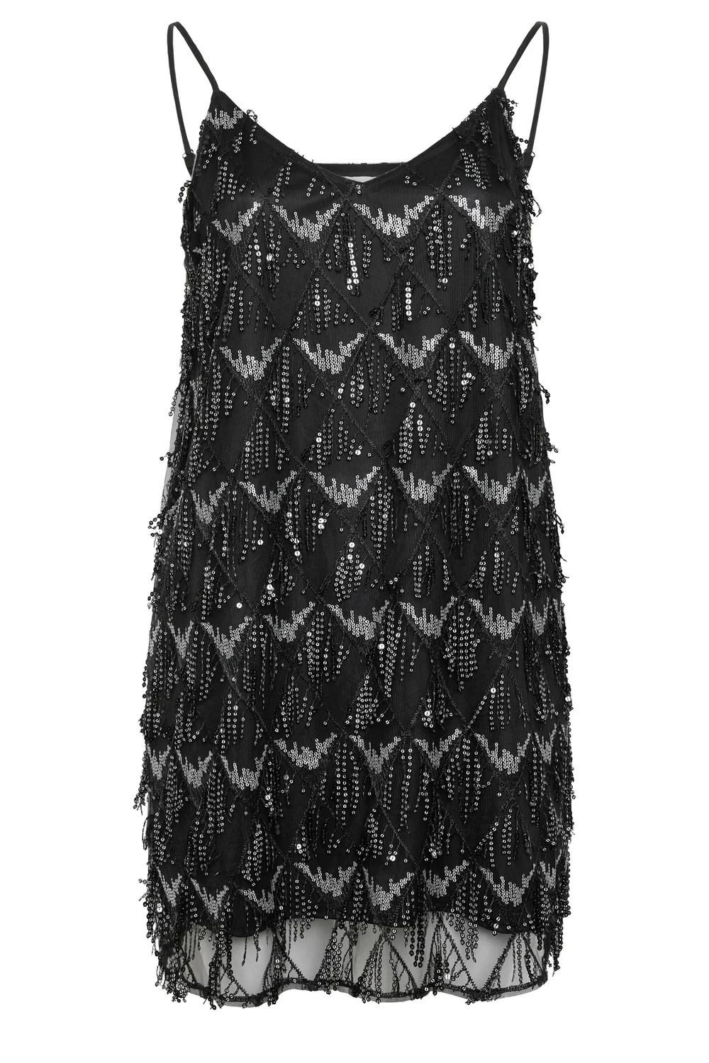 Yours London Curve Black Sequin Embellished Tassel Slip Dress - 14 Image 5