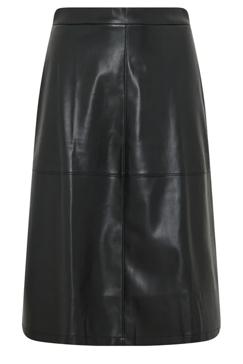 Yours London Curve Black Faux Leather Skirt - 22 Image 5