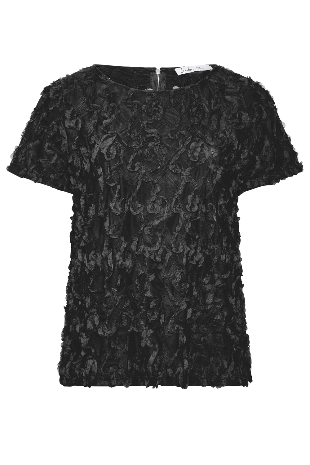 Yours London Curve Black 3D Abstract Top - 16 Image 5