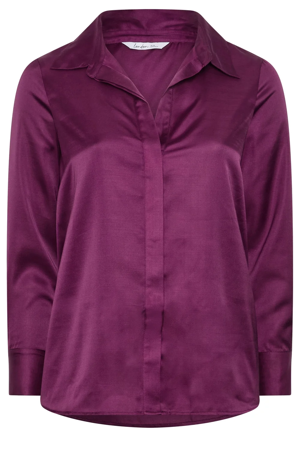 Yours London Curve Purple Satin Shirt - 30-32 Image 2