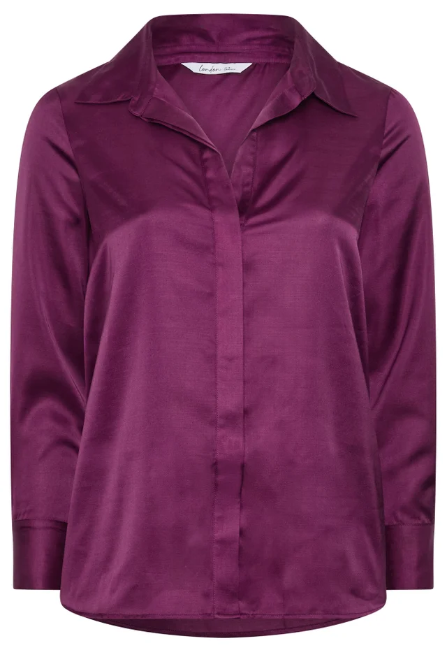 Yours London Curve Purple Satin Shirt