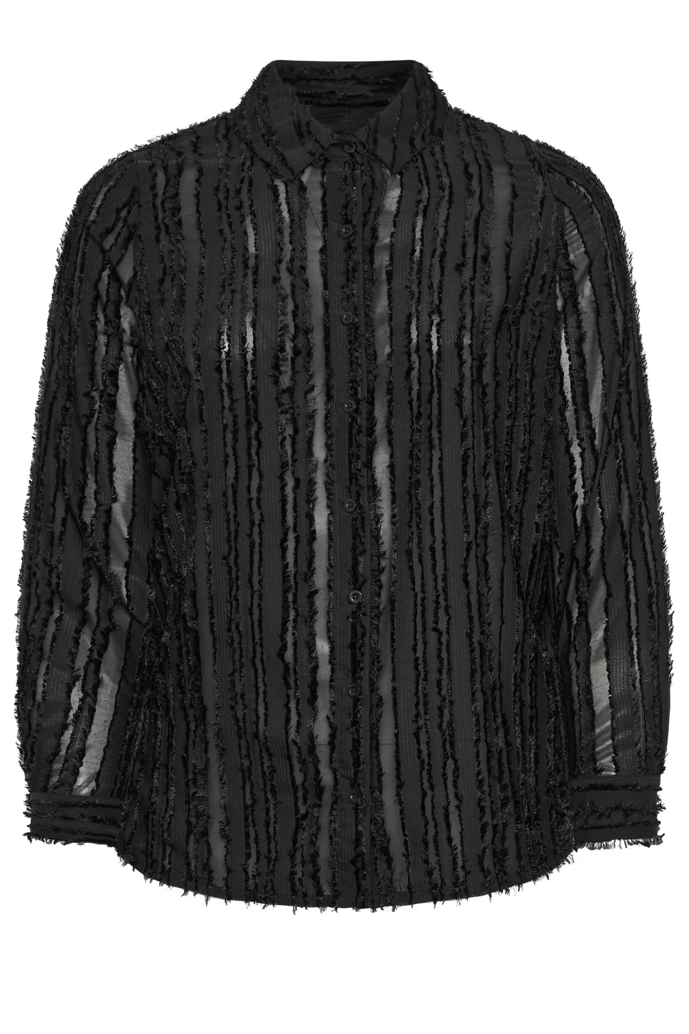 Yours London Curve Black Textured Stripe Shirt - 16 Image 5
