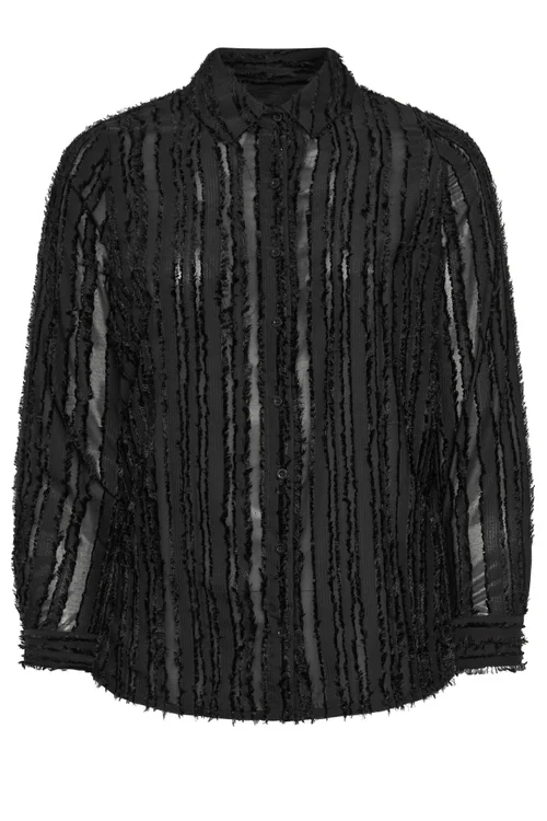 Yours London Curve Black Textured Stripe Shirt - 16 Image 5