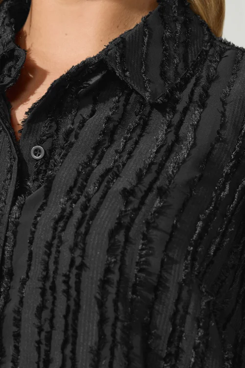 Yours London Curve Black Textured Stripe Shirt - 16 Image 4