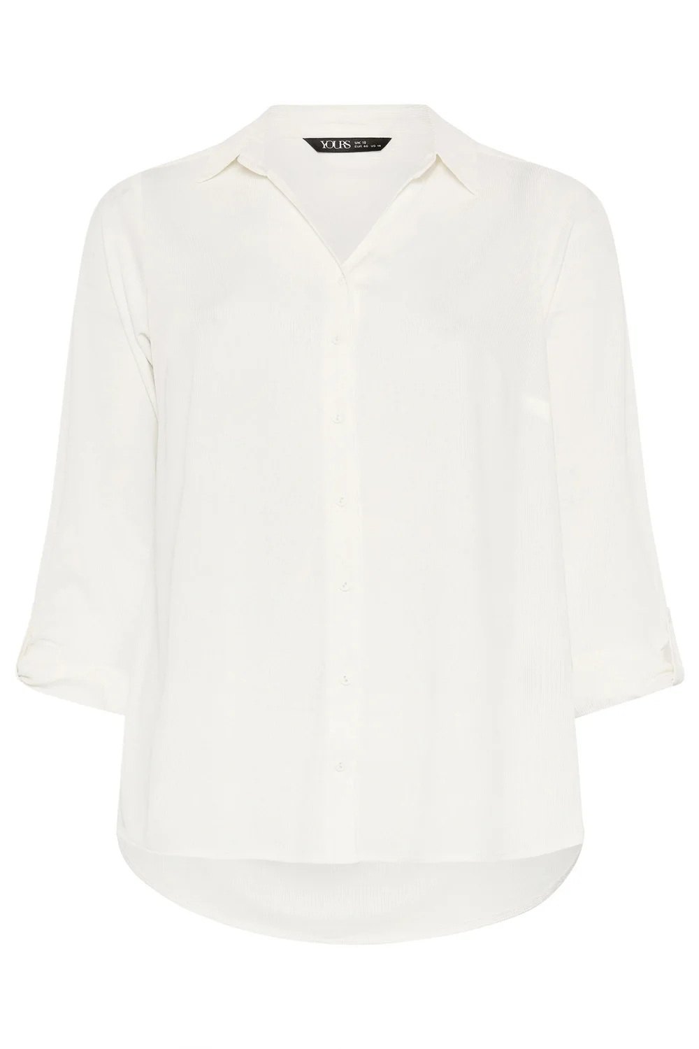Yours Curve Ivory White Ribbed Shirt - 30-32 Image 5