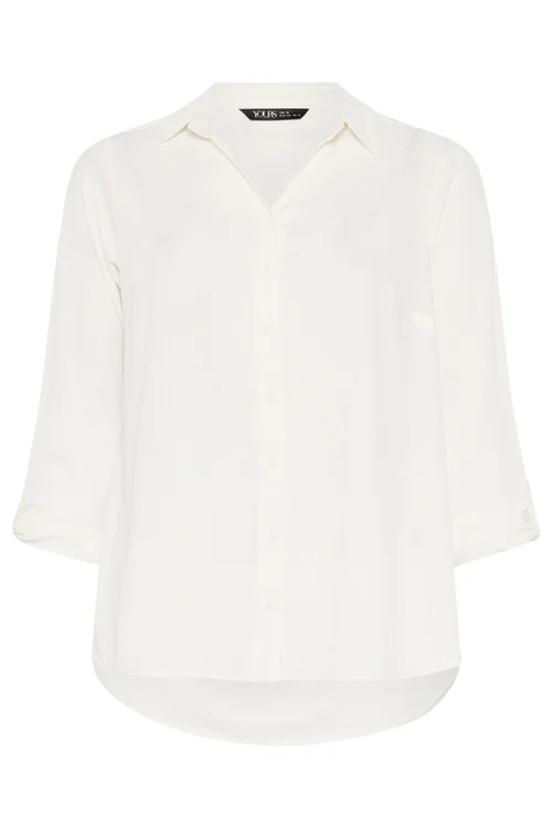 Yours Curve Ivory White Ribbed Shirt - 30-32 Image 5