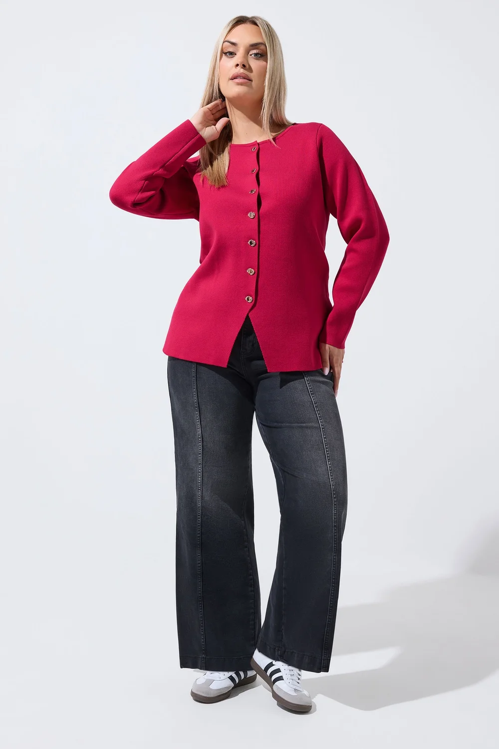 Yours Limited Curve Red Compacted Knit Cardigan - 12 Image 3