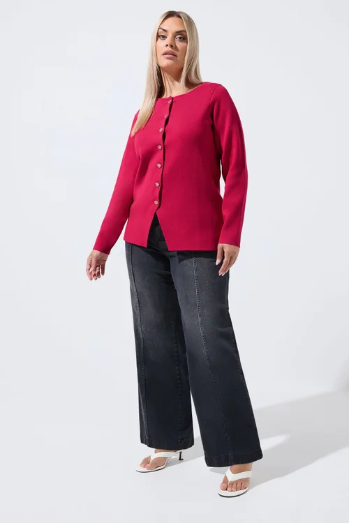 Yours Limited Curve Red Compacted Knit Cardigan - 12 Image 2