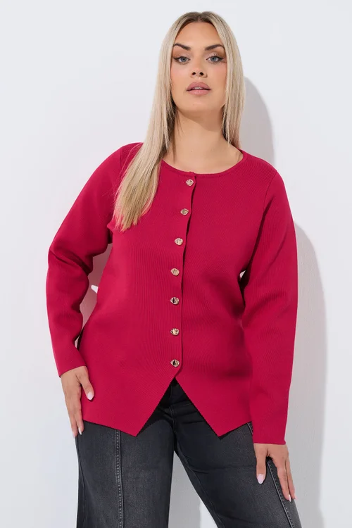 Yours Limited Curve Red Compacted Knit Cardigan - 12 Image 1