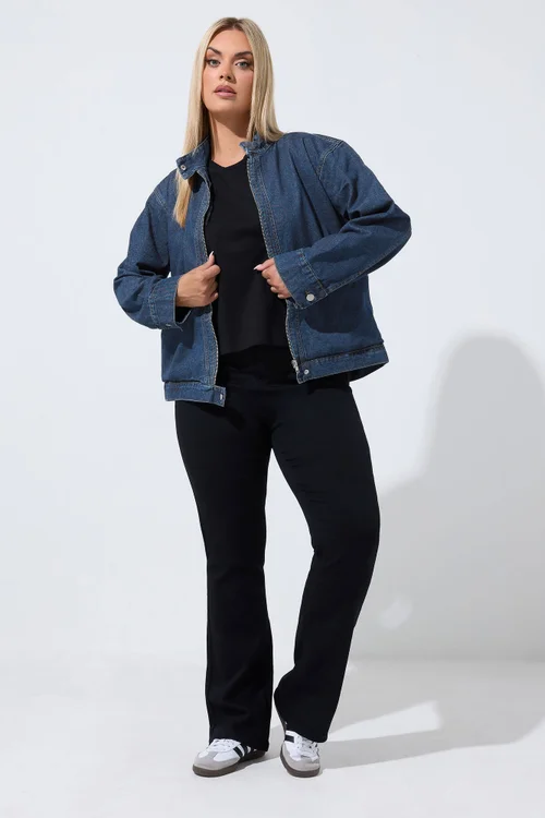 Yours Limited Curve Indigo Blue Funnel Neck Denim Jacket - 26-28 Image 3