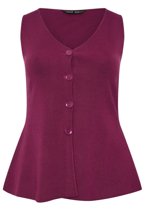 Yours Limited Curve Burgundy Red Flare Hem Waistcoat - 26-28 Image 4