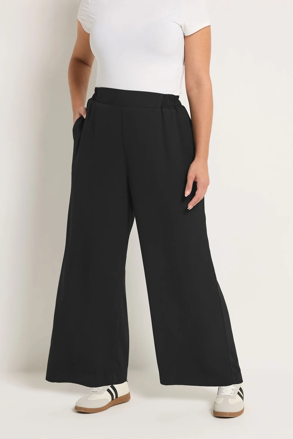 Yours Curve Black Elasticated Waist Trousers - 26-28 Image 1
