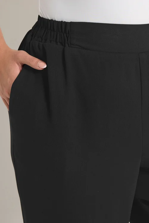 Yours Curve Black Elasticated Waist Trousers - 26-28 Image 4