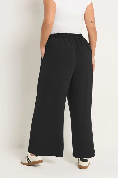 Yours Curve Black Elasticated Waist Trousers - 26-28 Image 3