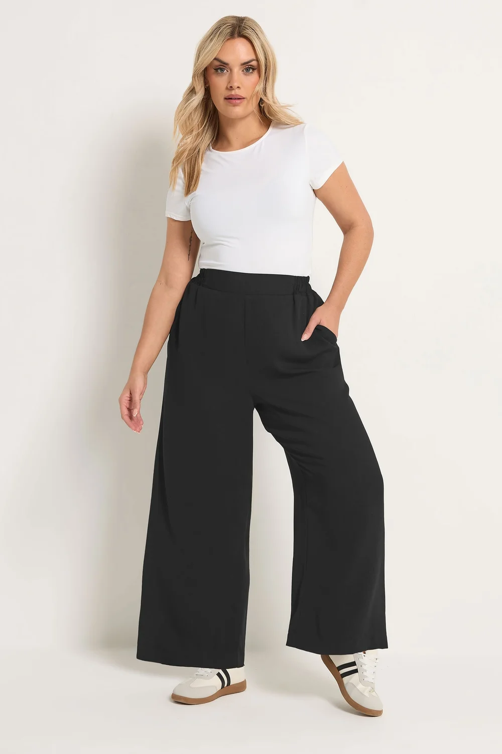Yours Curve Black Elasticated Waist Trousers - 26-28 Image 2