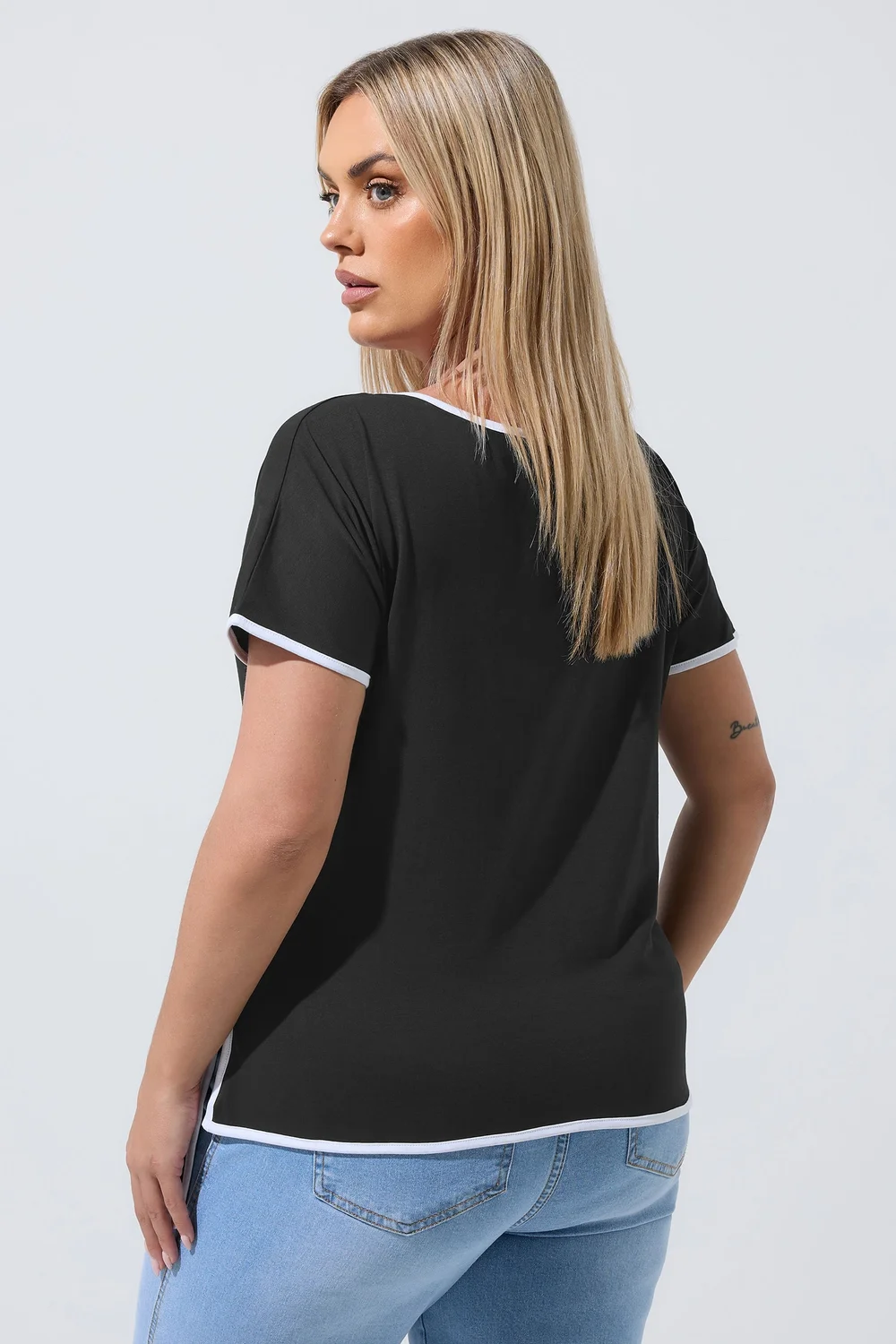 Yours Limited Curve Black Contrast Trim Top - 10 Image 3