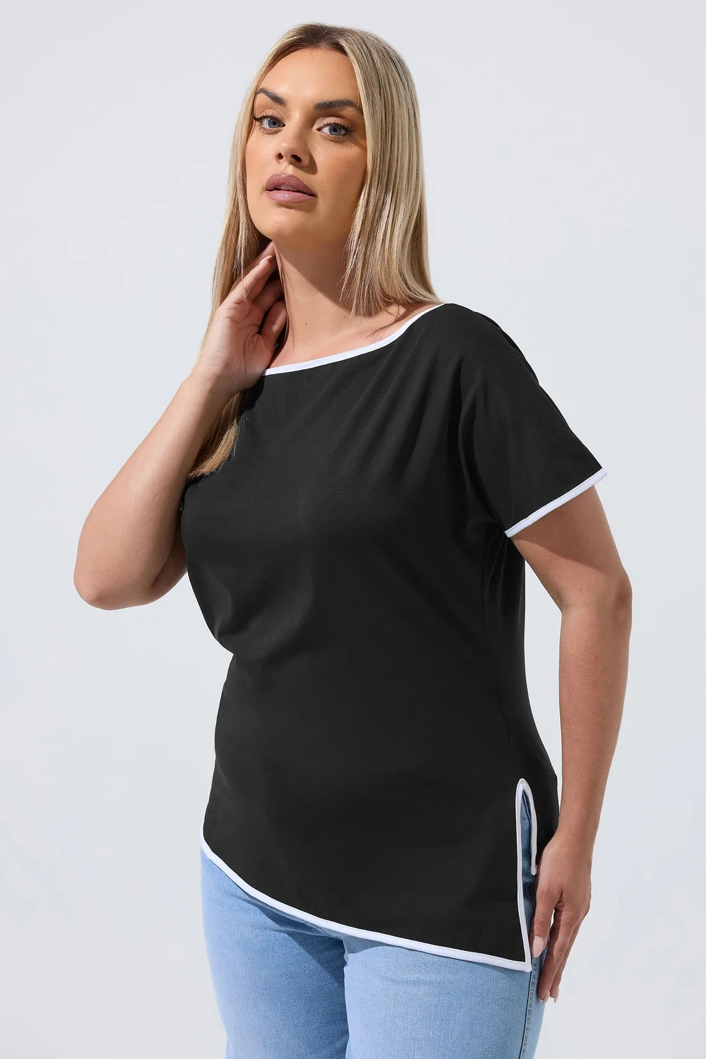 Yours Limited Curve Black Contrast Trim Top - 10 Image 1