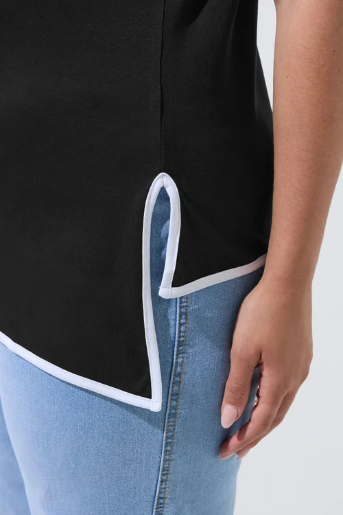 Yours Limited Curve Black Contrast Trim Top - 10 Image 4