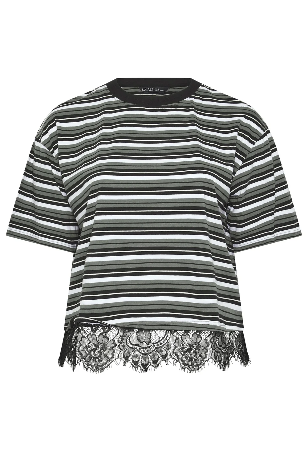 Yours Limited Collection Curve Black Stripe Lace T-Shirt - 16 Image 5
