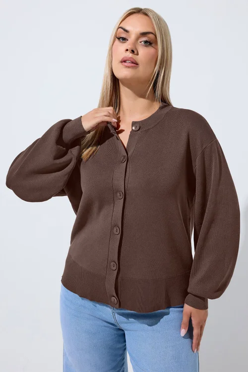 Yours Limited Curve Chocolate Brown Cardigan - 22-24 Image 1