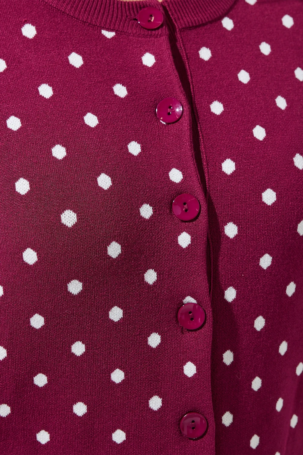 Yours Limited Curve Burgundy Red Polka Dot Cardigan - 14-16 Image 5