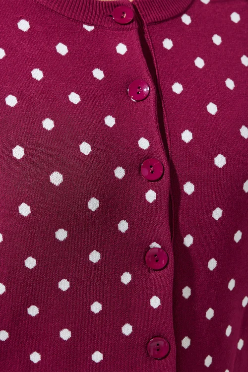 Yours Limited Curve Burgundy Red Polka Dot Cardigan - 14-16 Image 5