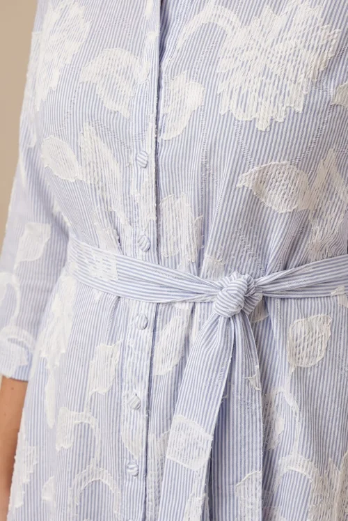 Style Cheat Blue Burnout Shirt Dress 3/4 Sleeve Maxi - 12 Image 4