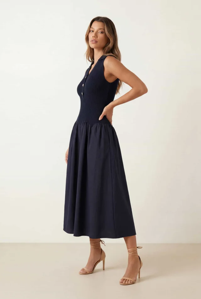 Style Cheat 2-in-1 Navy Knit Compact Dress