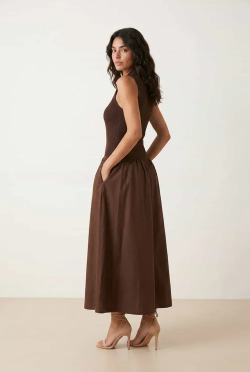 Style Cheat 2-in-1 Brown Knit Compact Dress - 12 Image 2