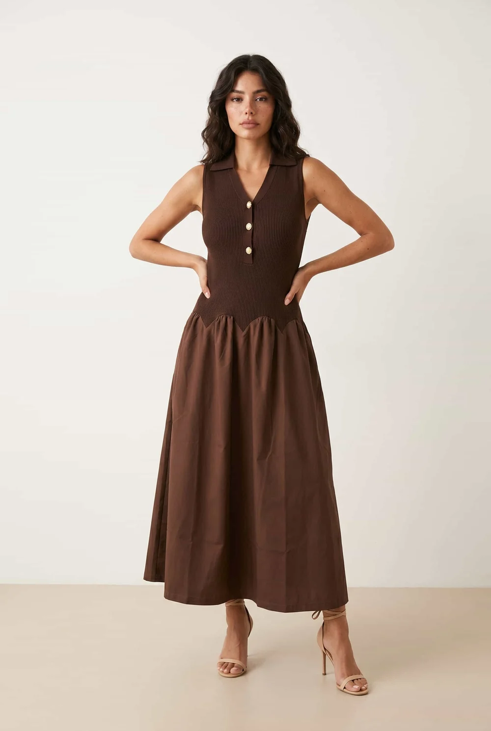 Style Cheat 2-in-1 Brown Knit Compact Dress - 12 Image 1