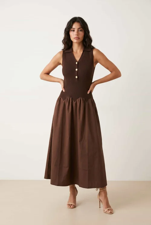 Style Cheat 2-in-1 Brown Knit Compact Dress - 12 Image 1