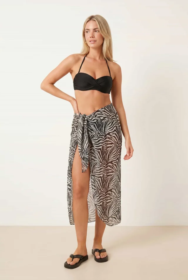 Style Cheat Mono Zebra Aurelia Sheer Beach Sarong