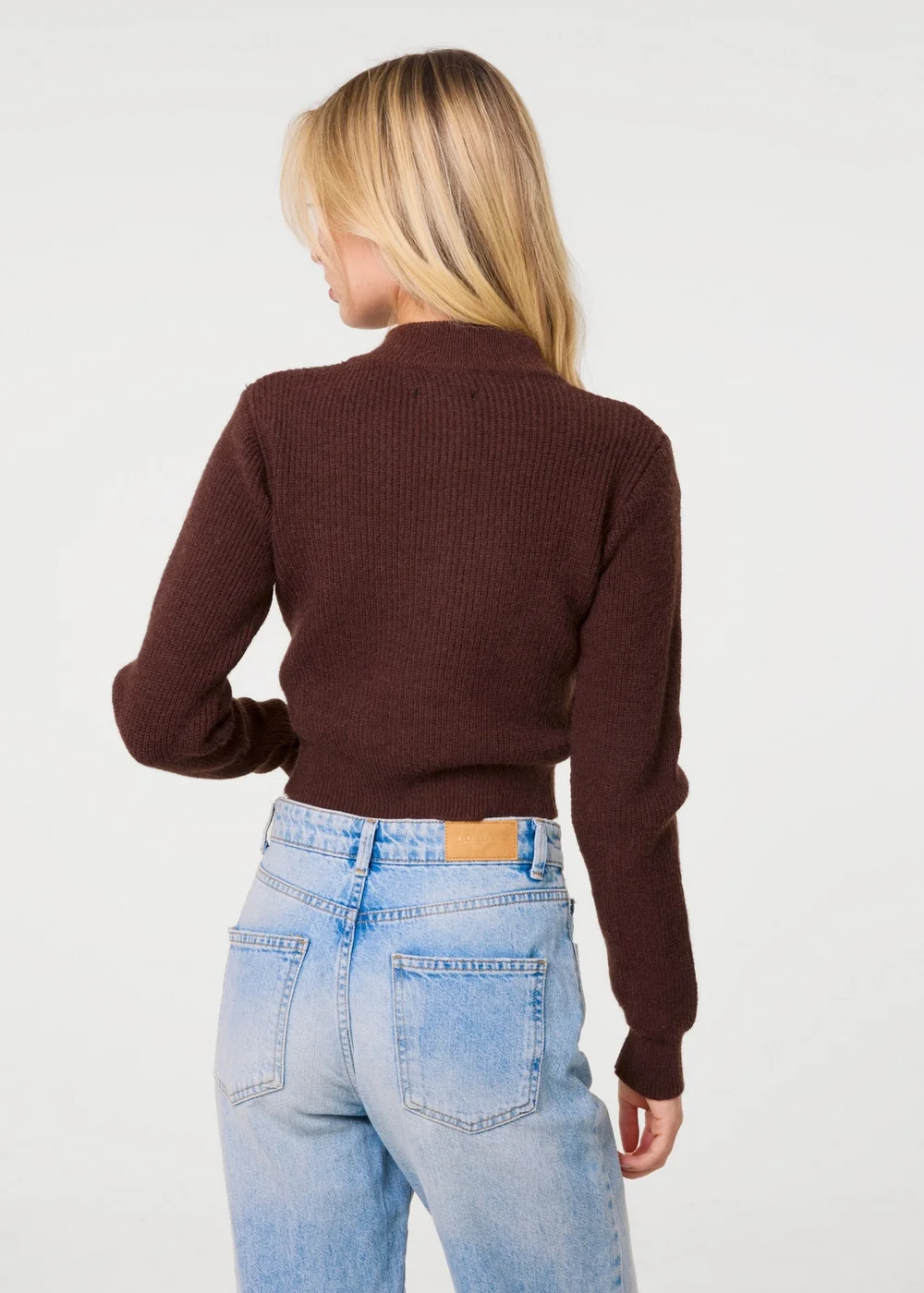Pink Vanilla Brown Soft Ribbed Zip Through Jumper - M/L Image 4