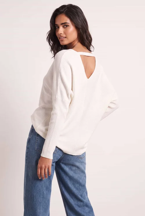 Style Cheat Ivory Ella Oversized V-Neck Ribbed Jumper - L/XL Image 5