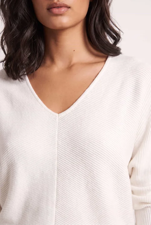 Style Cheat Ivory Ella Oversized V-Neck Ribbed Jumper - L/XL Image 4