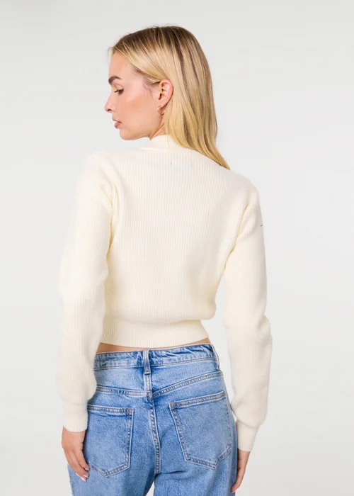 Pink Vanilla Ivory Soft Ribbed Zip Through Jumper - S/M Image 4
