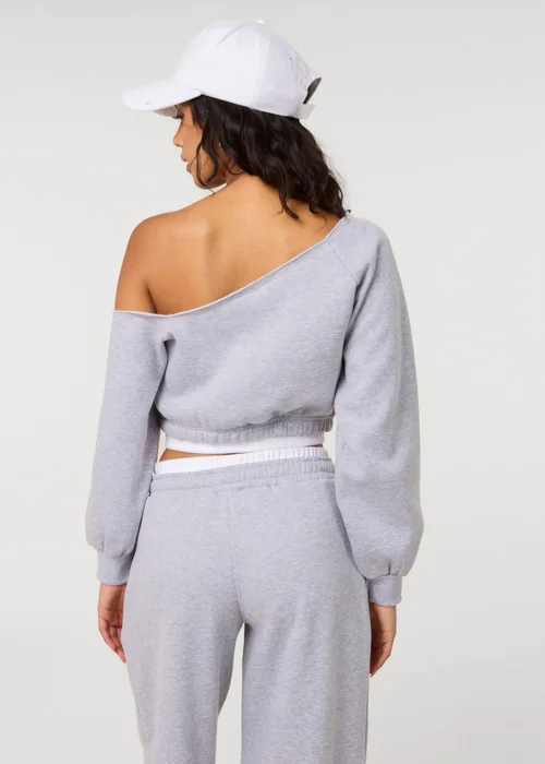 Pink Vanilla Grey Off The Shoulder Graphic Sweatshirt - M Image 4