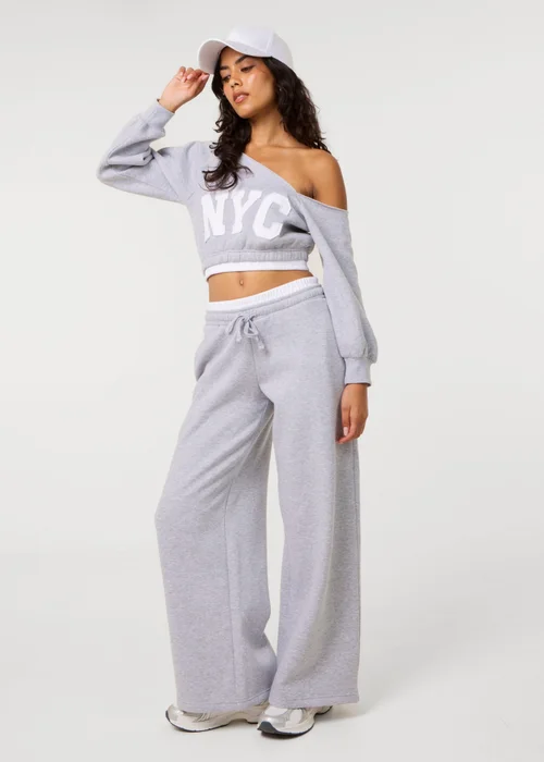 Pink Vanilla Grey Off The Shoulder Graphic Sweatshirt - M Image 2