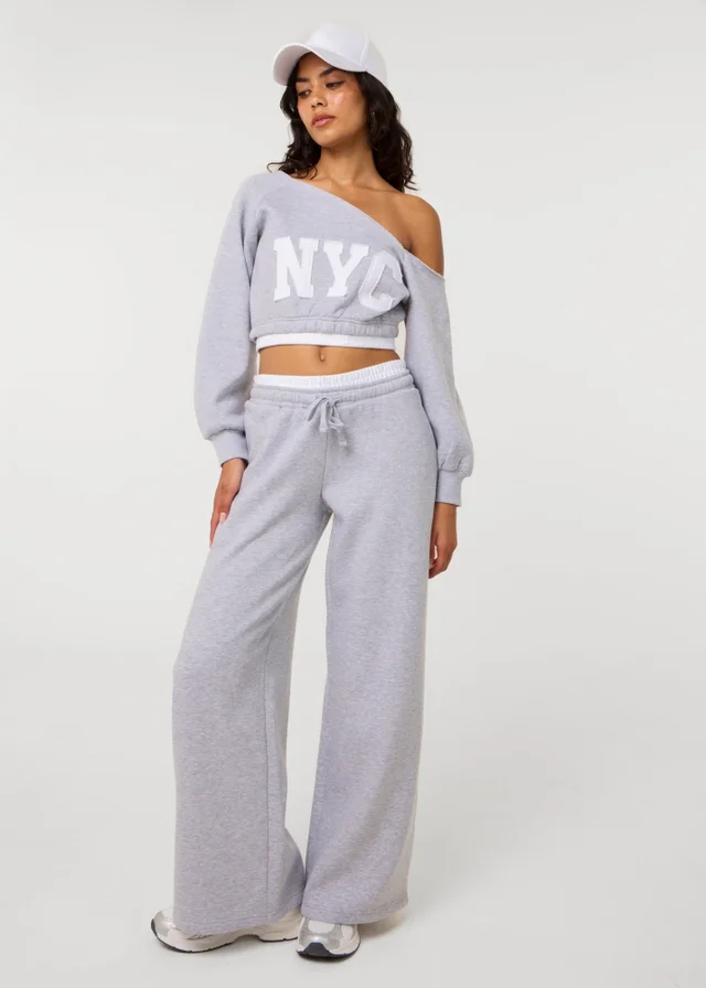 Pink Vanilla Grey Contrast Waist Cuffed Joggers