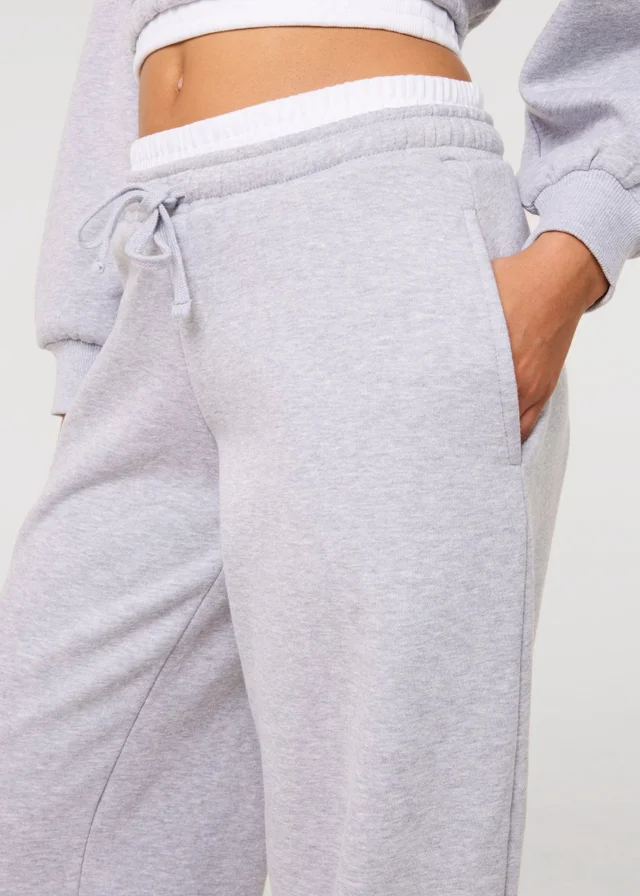 Pink Vanilla Grey Contrast Waist Cuffed Joggers