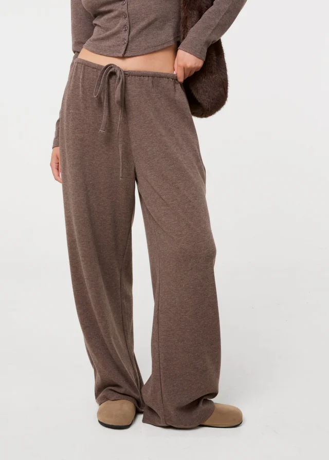 Pink Vanilla Beige Ribbed Drawstring Joggers