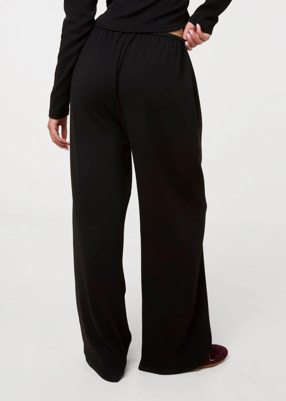 Pink Vanilla Black Ribbed Drawstring Joggers - M Image 4