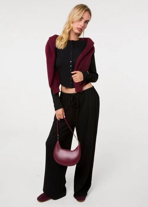 Pink Vanilla Black Ribbed Drawstring Joggers - M Image 1